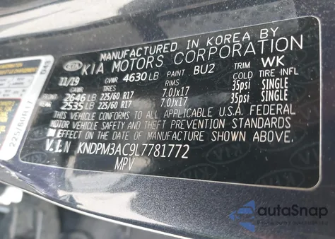 2020 Kia Sportage Lx from USA, damaged, VIN KNDPM3AC9L7781772